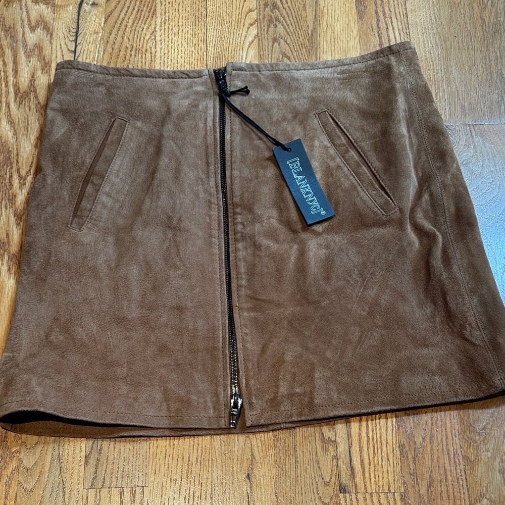 BlankNYC 100% leather brown zipper mini skirt size 28